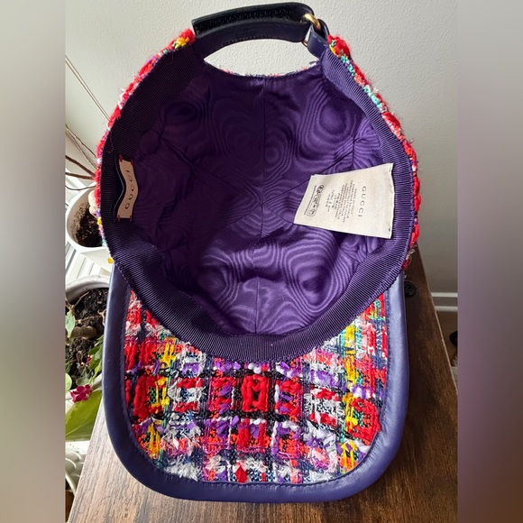 Gucci Multicolor Tweed Baseball Cap Hat Size L Adjustable Full Set - Picture 12 of 14